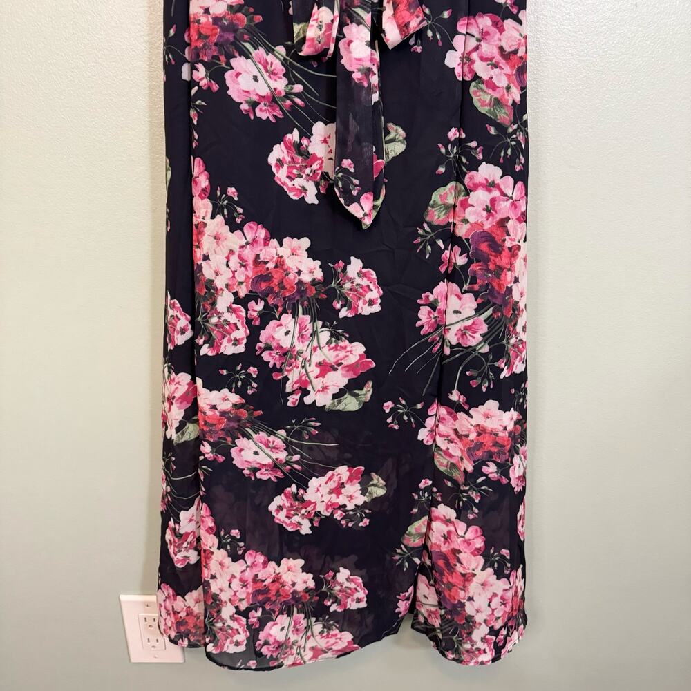 Classmate Wrap Dress Size 3XL Pink Dark Floral Peonies Romantic Feminine Boho - Picture 7 of 11